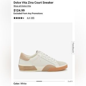 Dolce Vita Zina Court Sneaker. White.